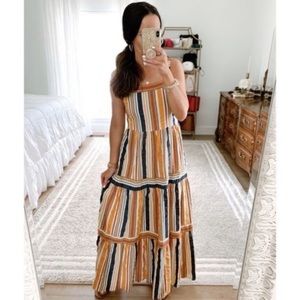 {LOFT}Tiered Striped Maxi Dress  Size 0